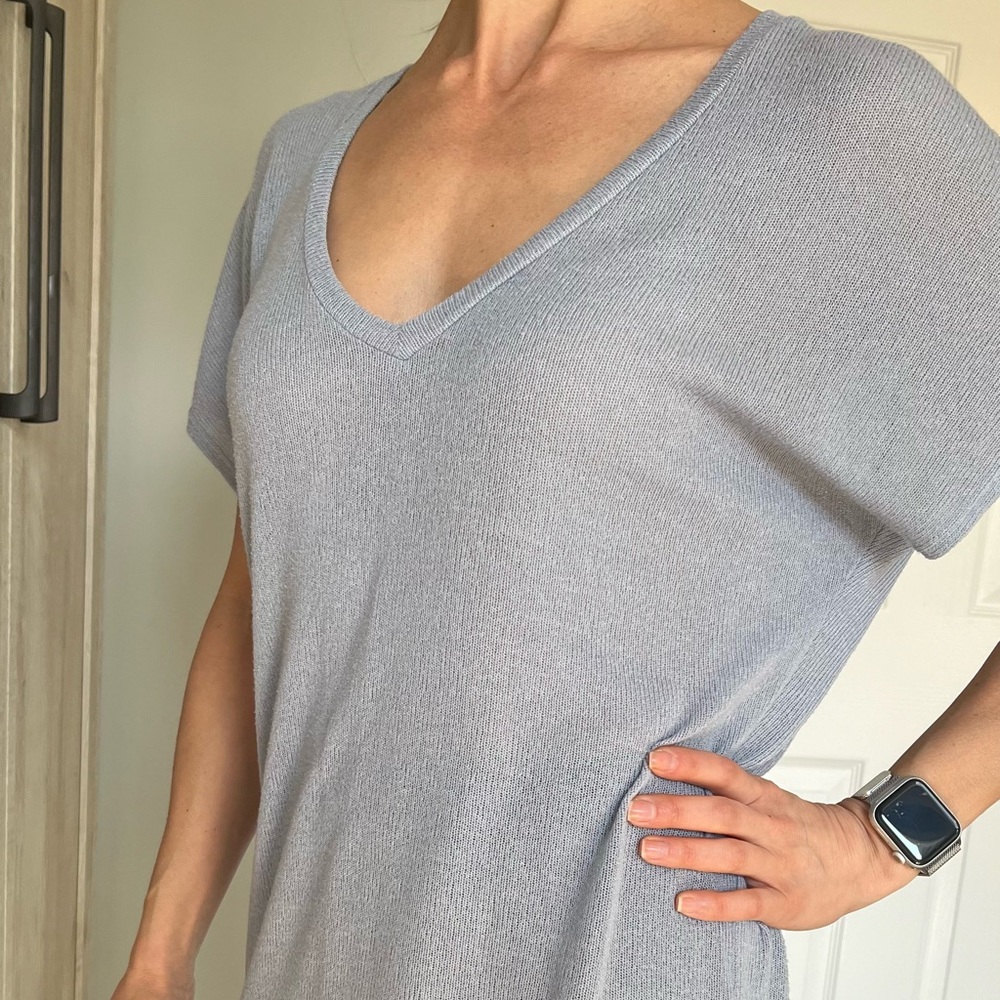 Express Knit blouse short sleeve in silver blue xs